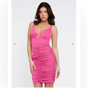 Chic Pink Ruched Mini Dress